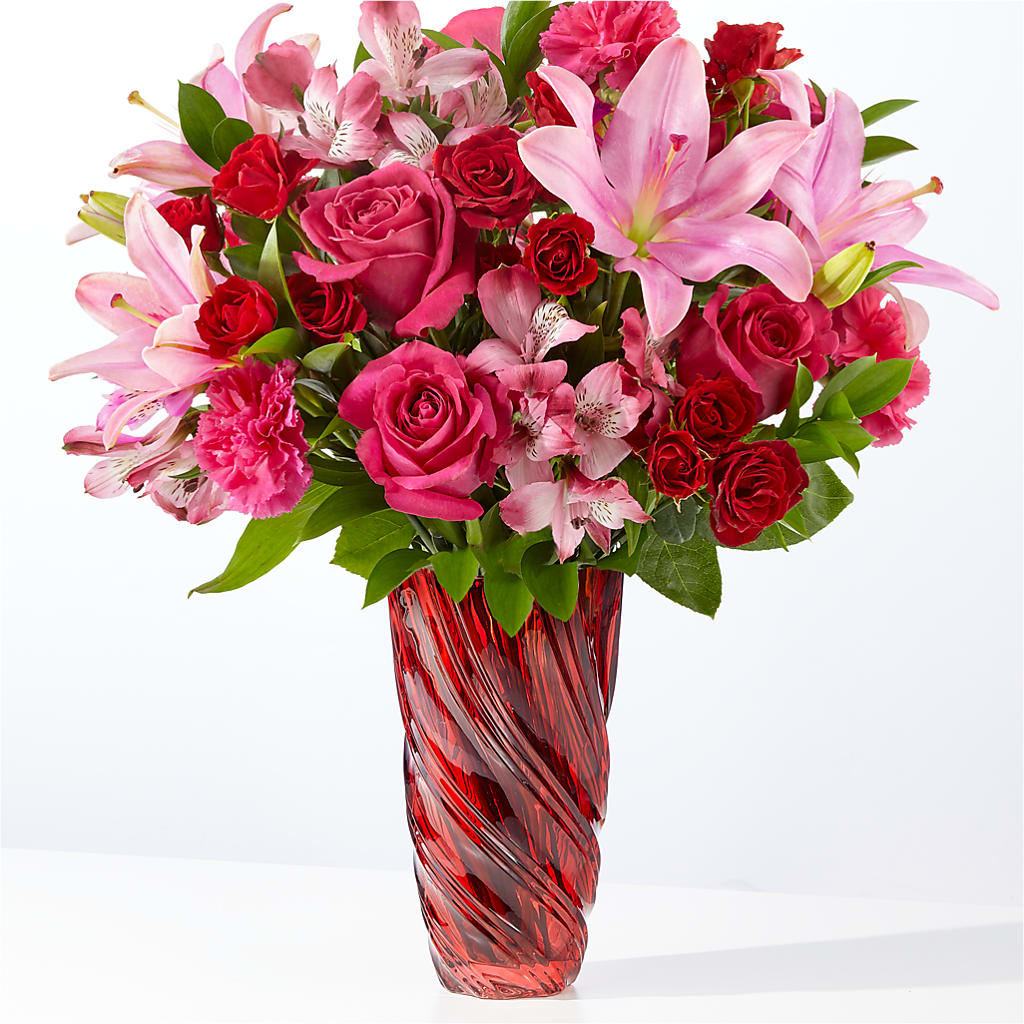 In Love Bouquet with Luxe Swirl Vase – FLOWER'S SMILING DESIGNS, Manchester NJ