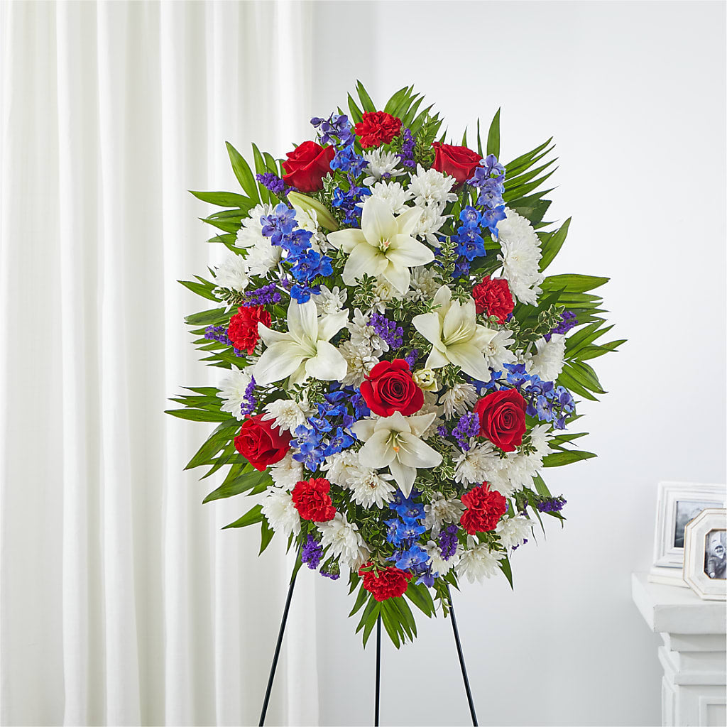 Cherished Service Standing Spray – FLOWER'S SMILING DESIGNS, Manchester NJ