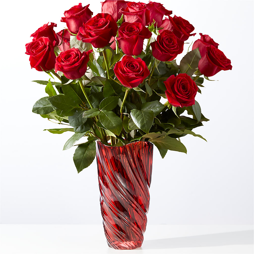 Classic Love Red Rose Bouquet with Luxe Swirl Vase – FLOWER'S SMILING DESIGNS, Manchester NJ