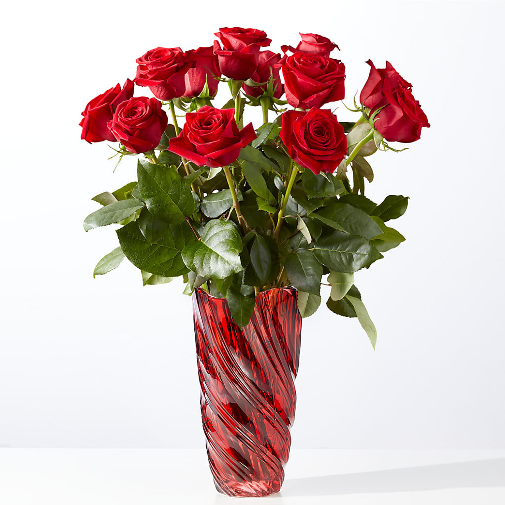 Classic Love Red Rose Bouquet with Luxe Swirl Vase – FLOWER'S SMILING DESIGNS, Manchester NJ