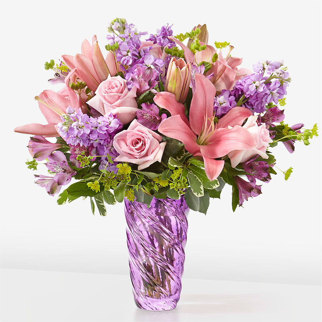 Precious Petals Bouquet with Luxe Swirl Vase – FLOWER'S SMILING DESIGNS, Manchester NJ