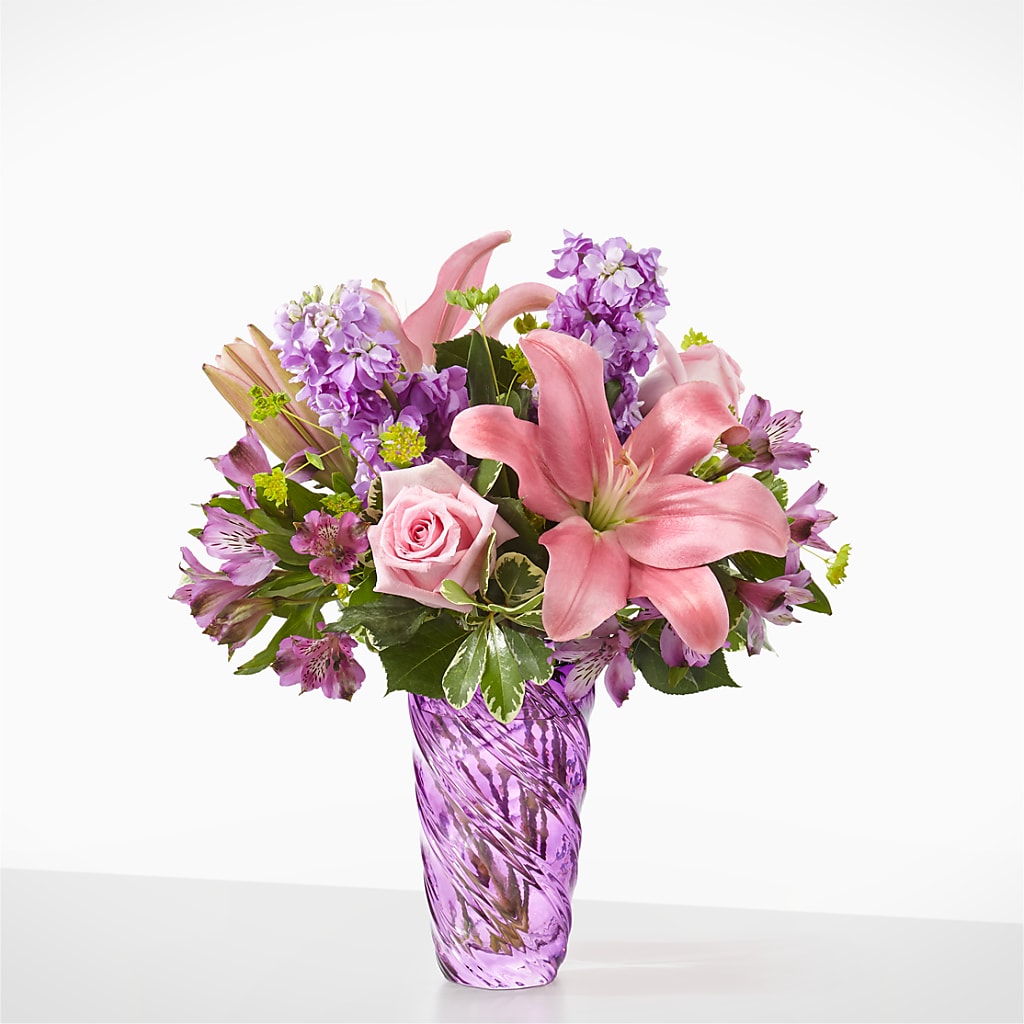 Precious Petals Bouquet with Luxe Swirl Vase – FLOWER'S SMILING DESIGNS, Manchester NJ