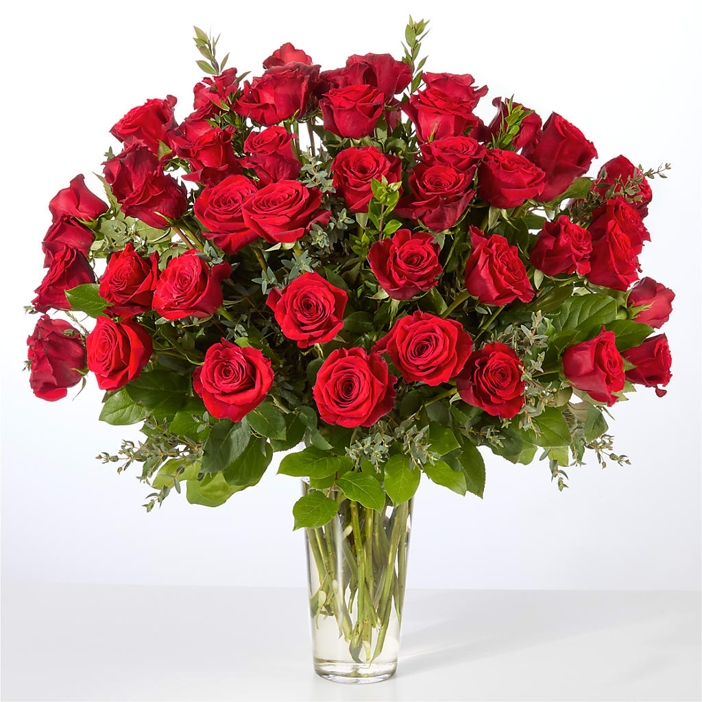 Forever Yours Fifty Stem Red Rose Bouquet – FLOWER'S SMILING DESIGNS, Manchester NJ