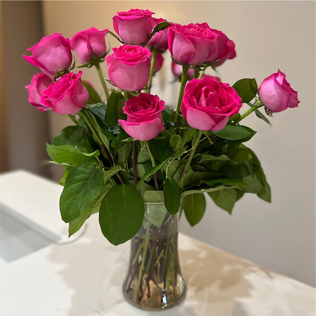 Long Stem Pink Rose Bouquet – FLOWER'S SMILING DESIGNS, Manchester NJ