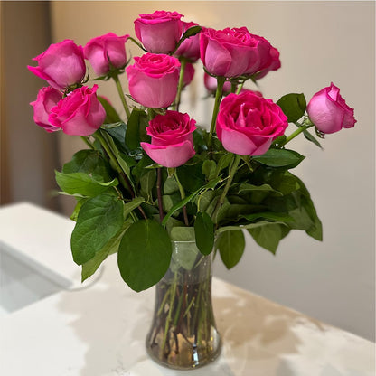 Long Stem Pink Rose Bouquet – FLOWER'S SMILING DESIGNS, Manchester NJ