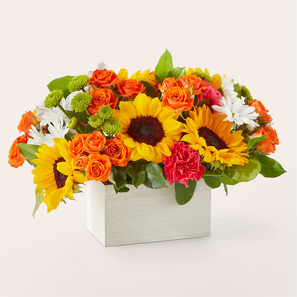 Sun-drenched Blooms Box Bouquet – FLOWER'S SMILING DESIGNS, Manchester NJ
