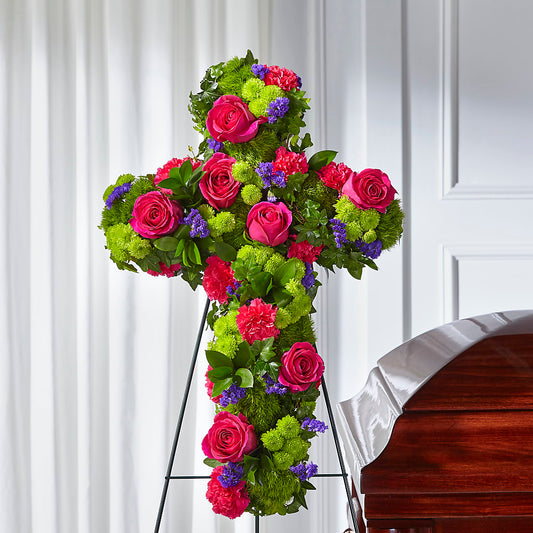 Tribute Rose Floral Cross – FLOWER'S SMILING DESIGNS, Manchester NJ