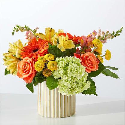 Autumn Sunshine Bouquet with Ivory Vase – FLOWER'S SMILING DESIGNS, Manchester NJ
