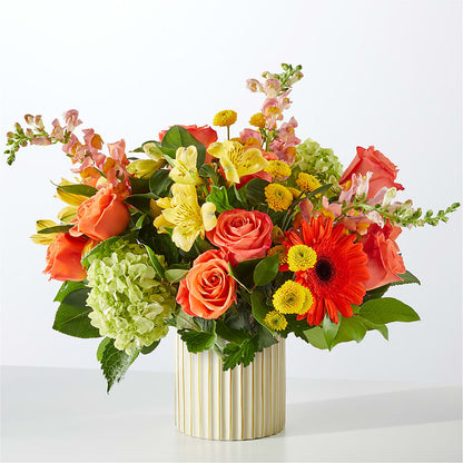 Autumn Sunshine Bouquet with Ivory Vase – FLOWER'S SMILING DESIGNS, Manchester NJ