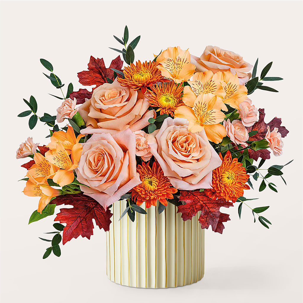 Spiced Latte Bouquet with Ivory Vase – FLOWER'S SMILING DESIGNS, Manchester NJ