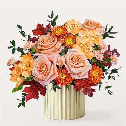 Spiced Latte Bouquet with Ivory Vase – FLOWER'S SMILING DESIGNS, Manchester NJ