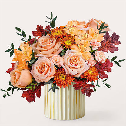Spiced Latte Bouquet with Ivory Vase – FLOWER'S SMILING DESIGNS, Manchester NJ