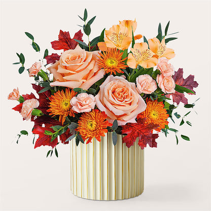 Spiced Latte Bouquet with Ivory Vase – FLOWER'S SMILING DESIGNS, Manchester NJ