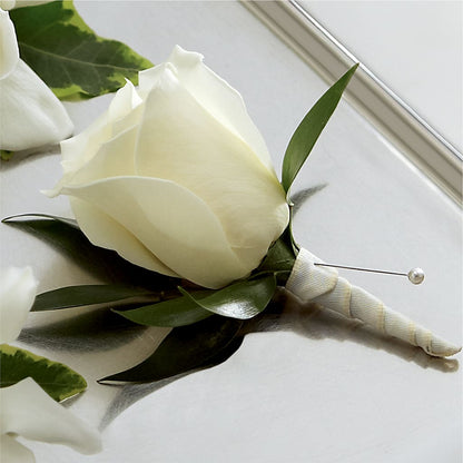 White Rose Boutonniere – FLOWER'S SMILING DESIGNS, Manchester NJ